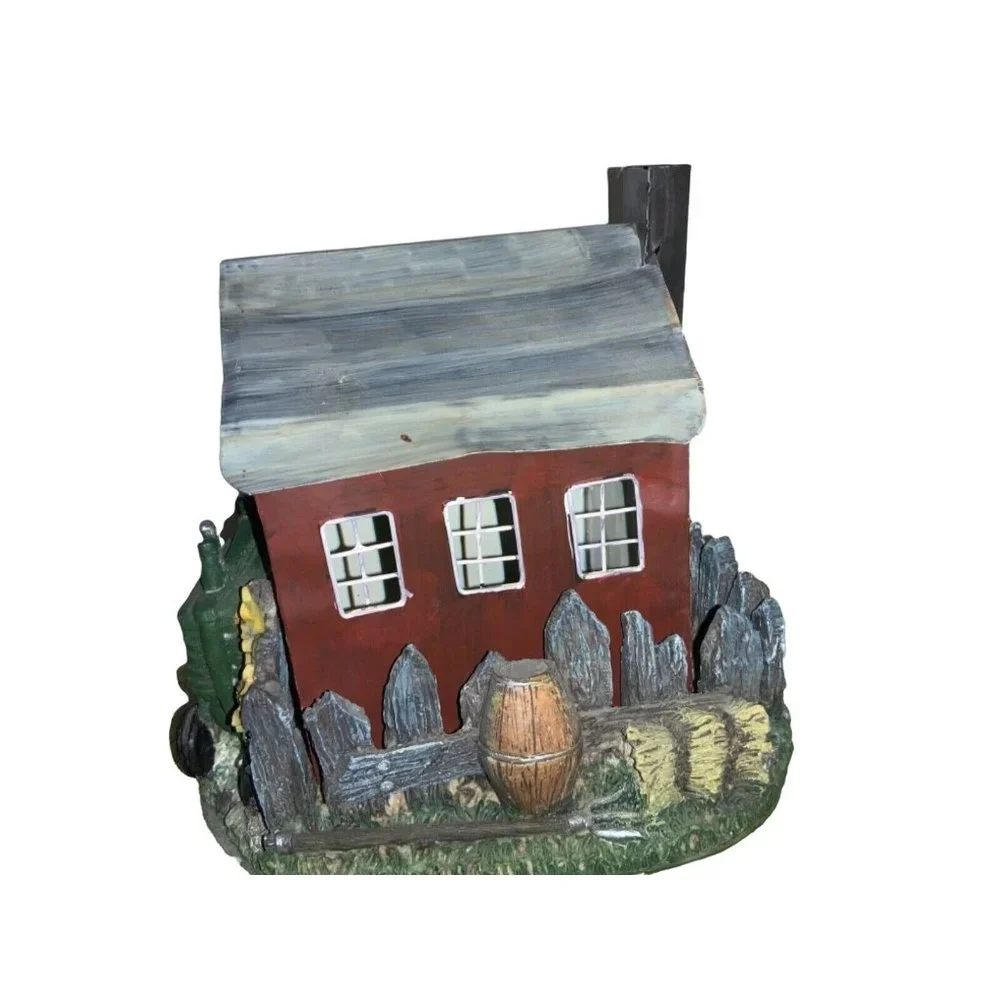 Barn House Building Tractor Nightlight Table atop Electric